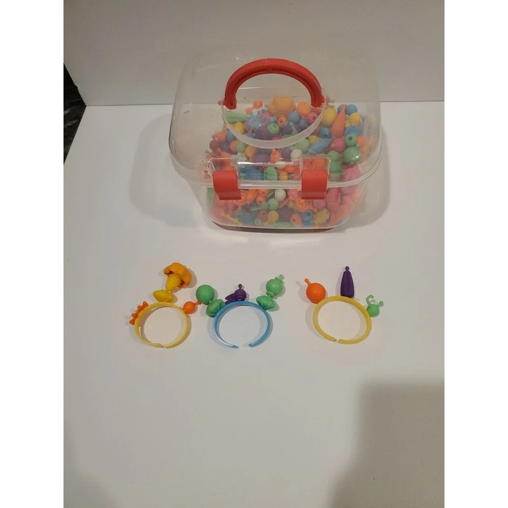 Kids Snap Beads Jewelry Making Kit w/ Case Bracelets Pop Arty Colorful